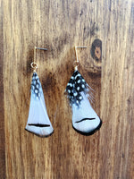 Feather Earrings in Black and White