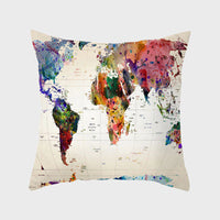 World Map Splash Throw Pillow Cover