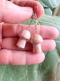 Coral Jade Mushroom Dangle Earrings
