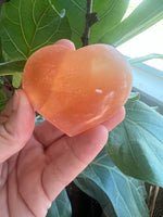 Peach Selenite Puffy Heart